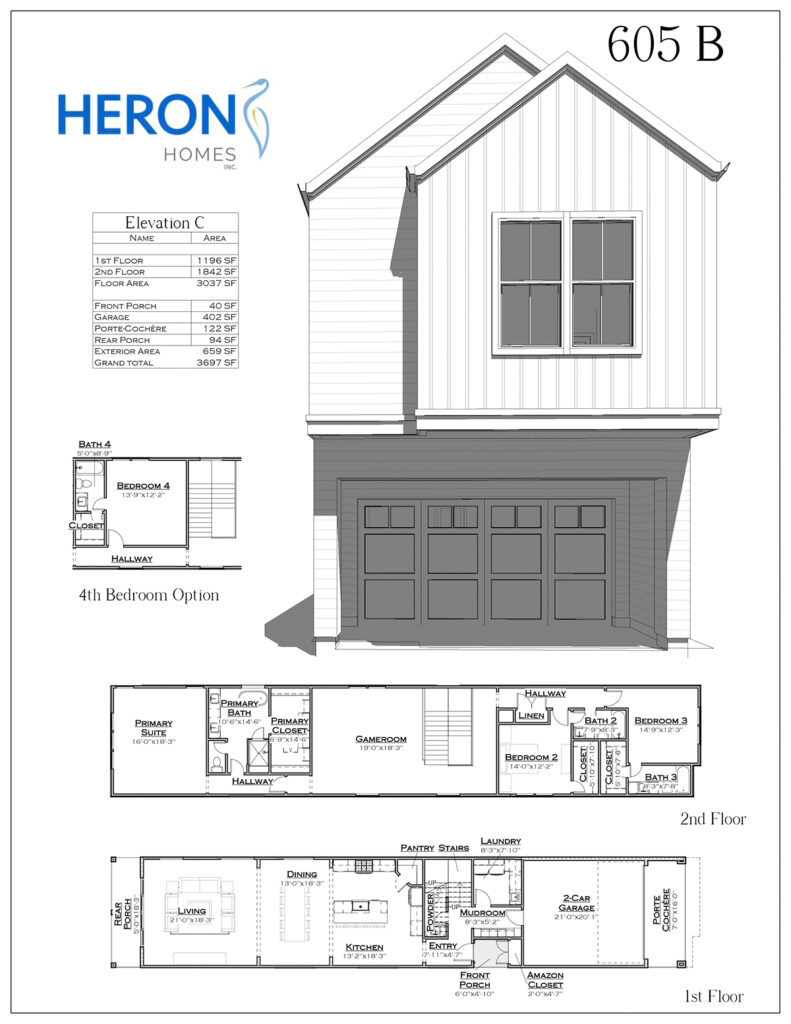 Our new floor plan for 605 B E 26th Street, Houston, Texas.